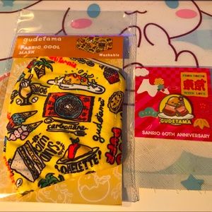 Gudetama Face Mask and Enamel Pin